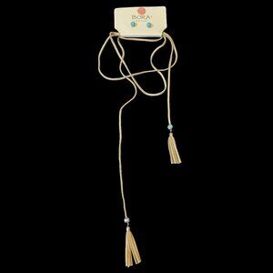 Bora New York Long Tassel Necklace with Matching Earrings